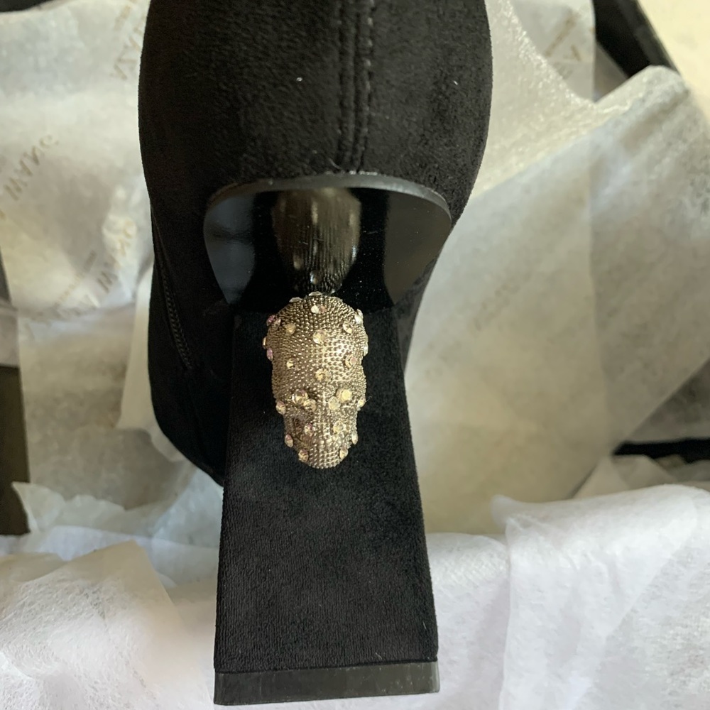 Azalea Wang Skull Ankle Boots Sculpted Booties - Picture 9 of 13